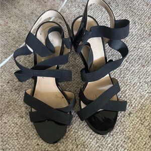 Ann Marino Black Crisscross Sandals